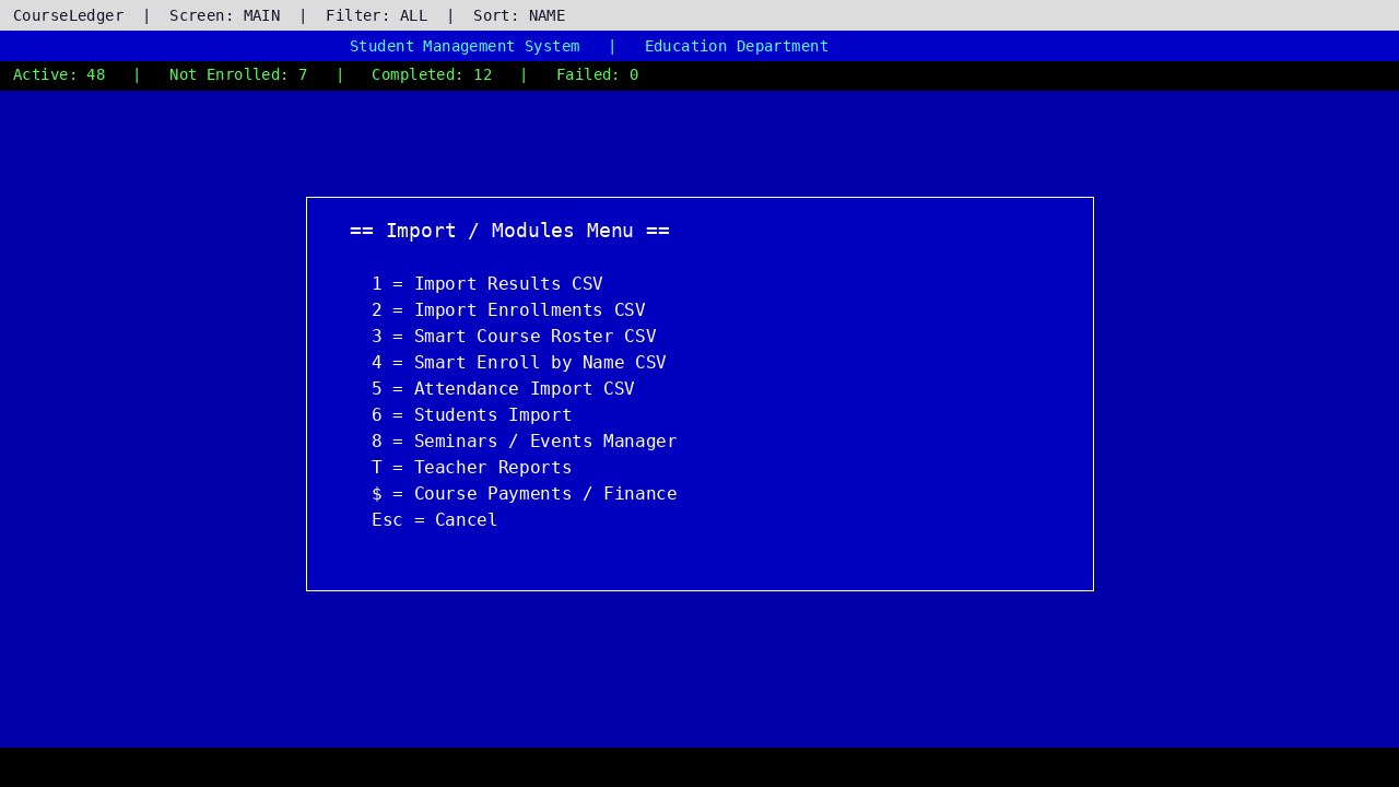 Import menu